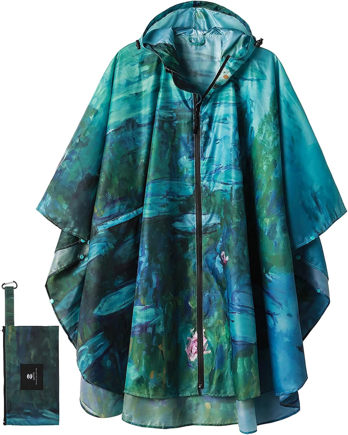Saphirose Unisex Rain Poncho Waterproof Raincoat Hooded for Adults Women with Pockets