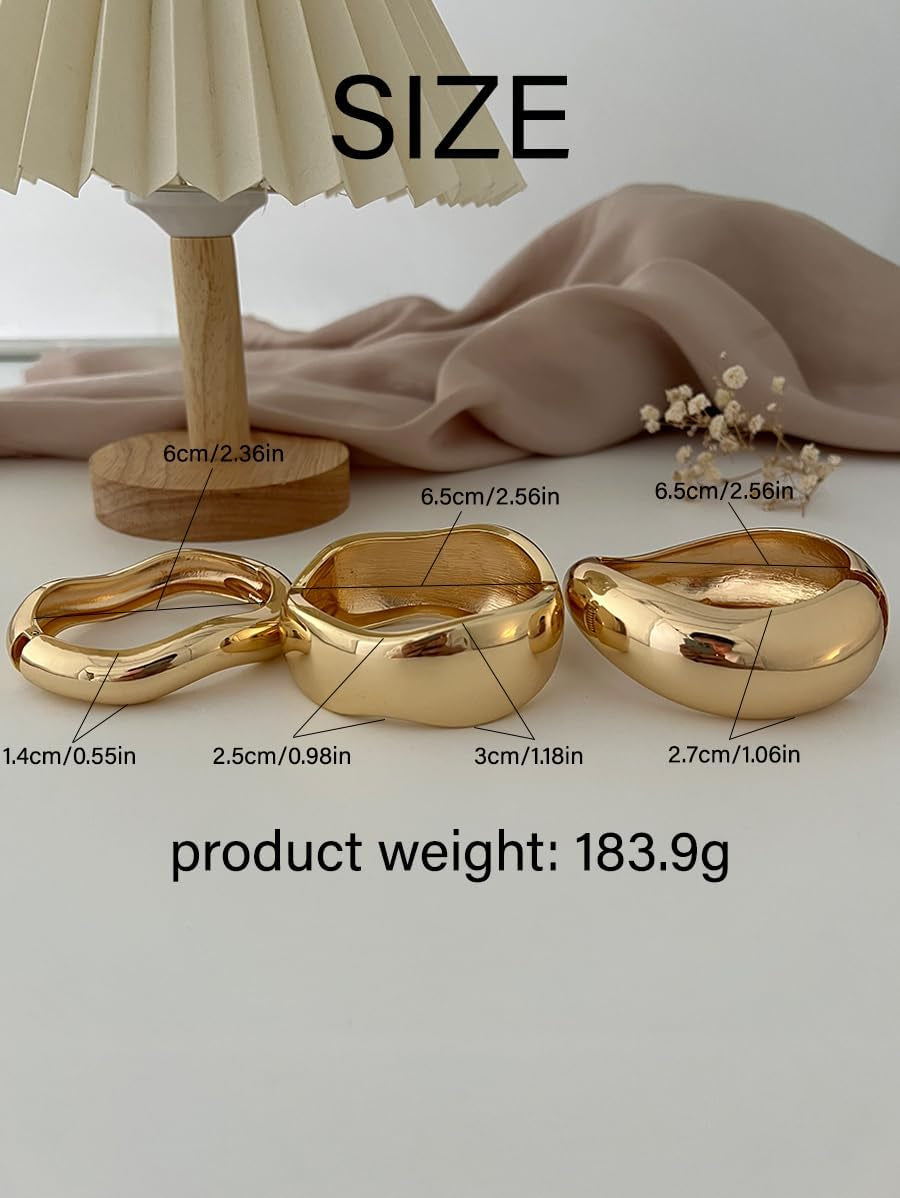 Polished 14K gold plated chunky bracelet collection