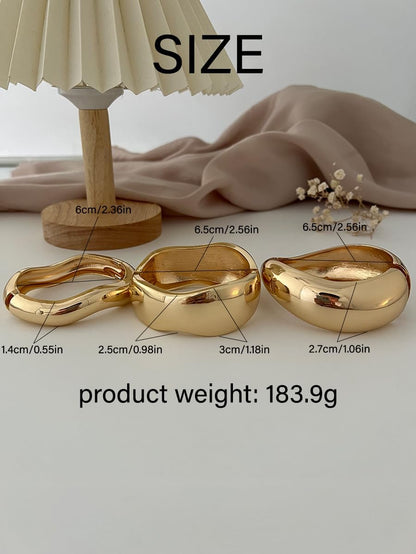 Polished 14K gold plated chunky bracelet collection