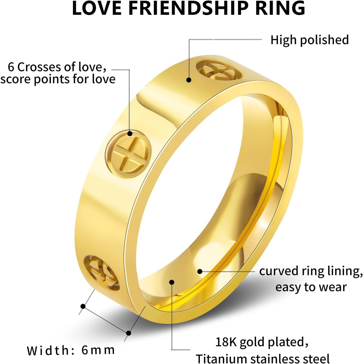 Gold wedding band ring with sparkling cubic zirconia