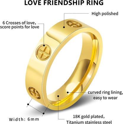 Gold wedding band ring with sparkling cubic zirconia