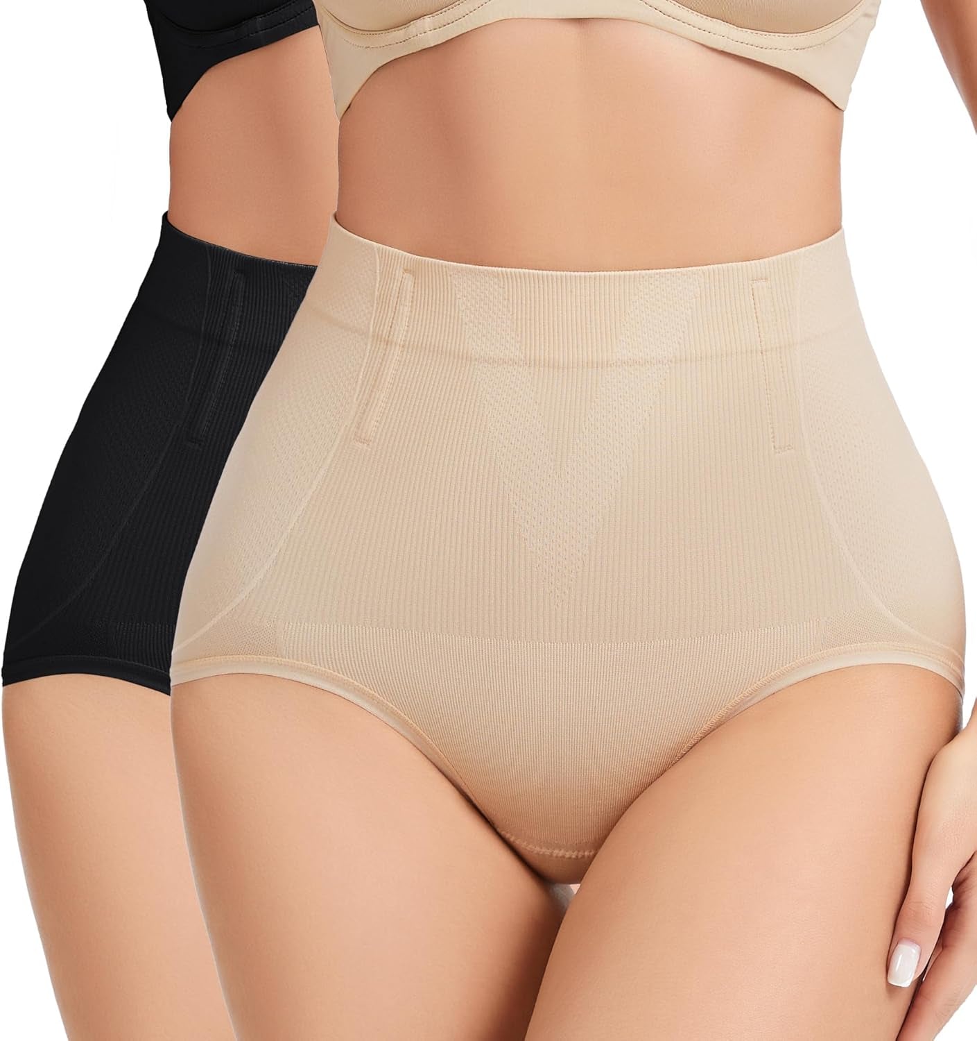 Close up of seamless fabric technology on body shaper panties