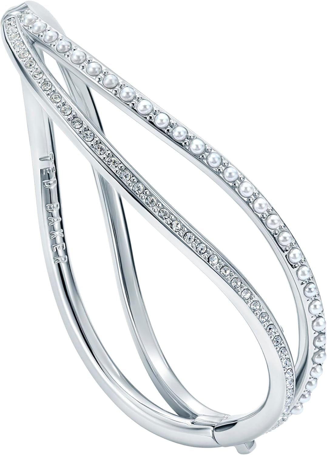Close-up of sparkling wave design on Ted Baker bangle bracelet