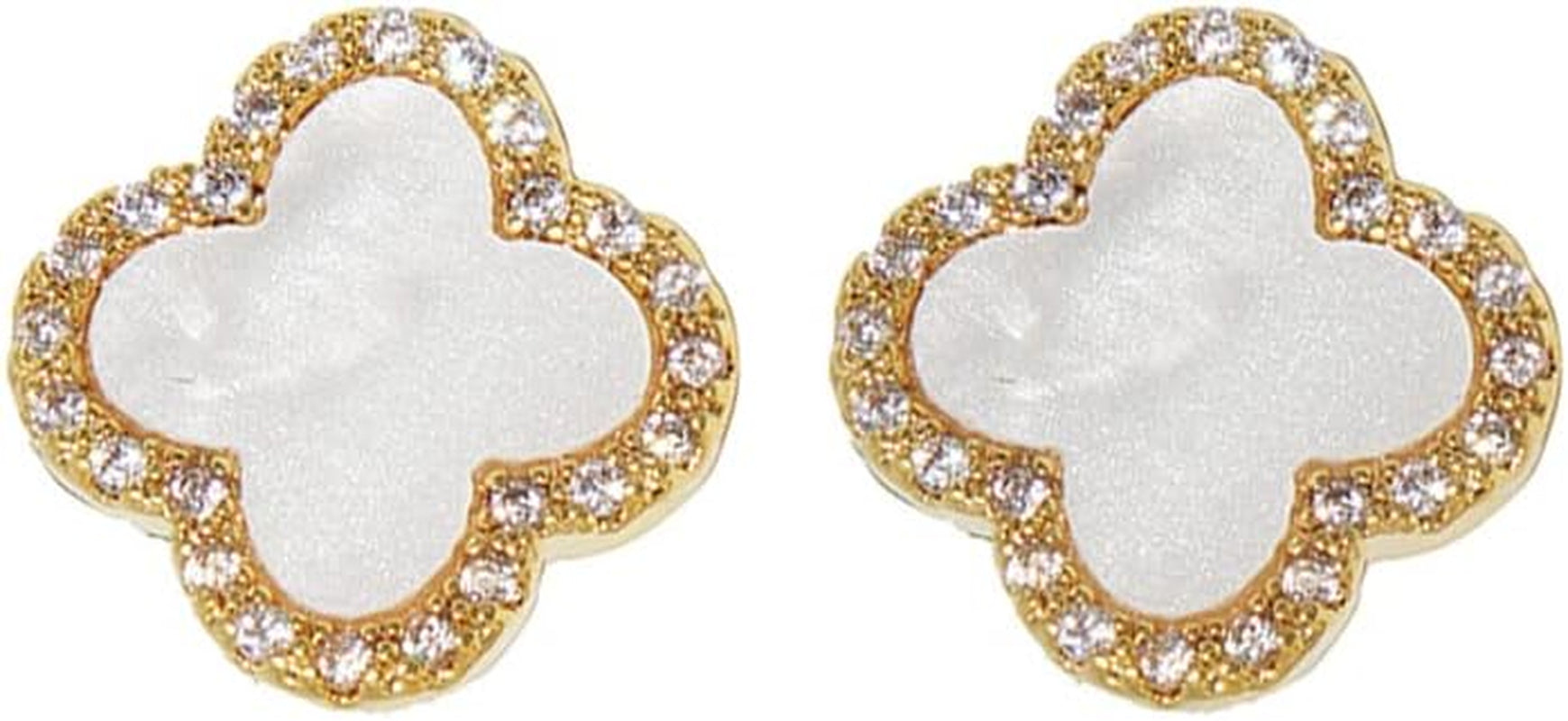 Four Leaf Clover Earrings Silver Needle Clover Earrings Full of Diamond Zircon Anti-Allergy Jewelry Earrings Large for Women or Girls……