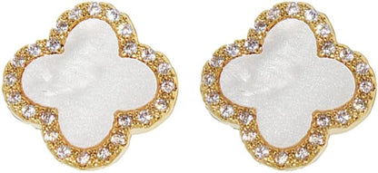 Four Leaf Clover Earrings Silver Needle Clover Earrings Full of Diamond Zircon Anti-Allergy Jewelry Earrings Large for Women or Girls……