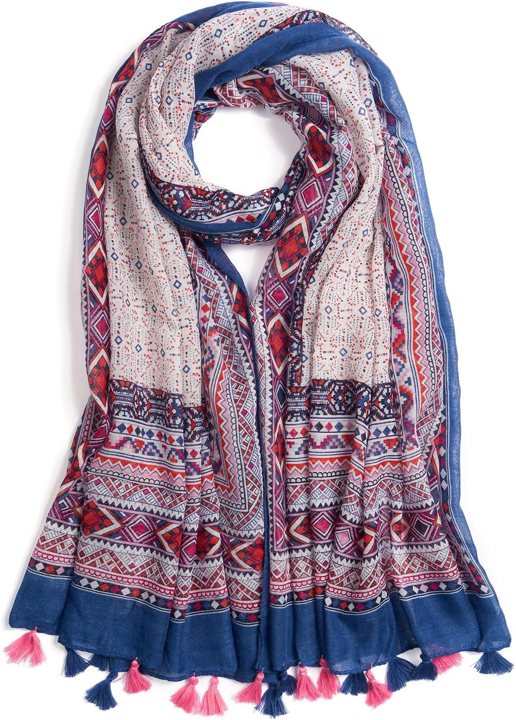 Scarf for Women Lightweight Soft Floral Leopard Printed Scarves Fall Winter Fashion Shawl Wrap with Fringe