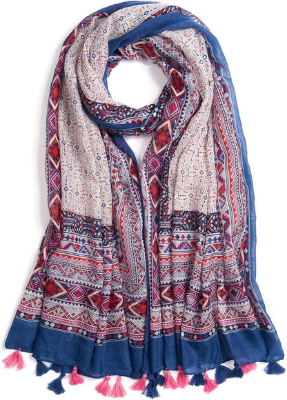 Scarf for Women Lightweight Soft Floral Leopard Printed Scarves Fall Winter Fashion Shawl Wrap with Fringe