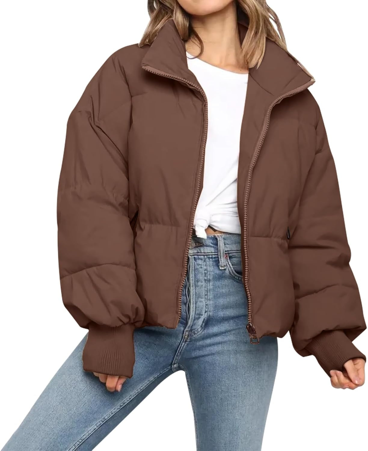 Casual styling with cropped puffer jacket