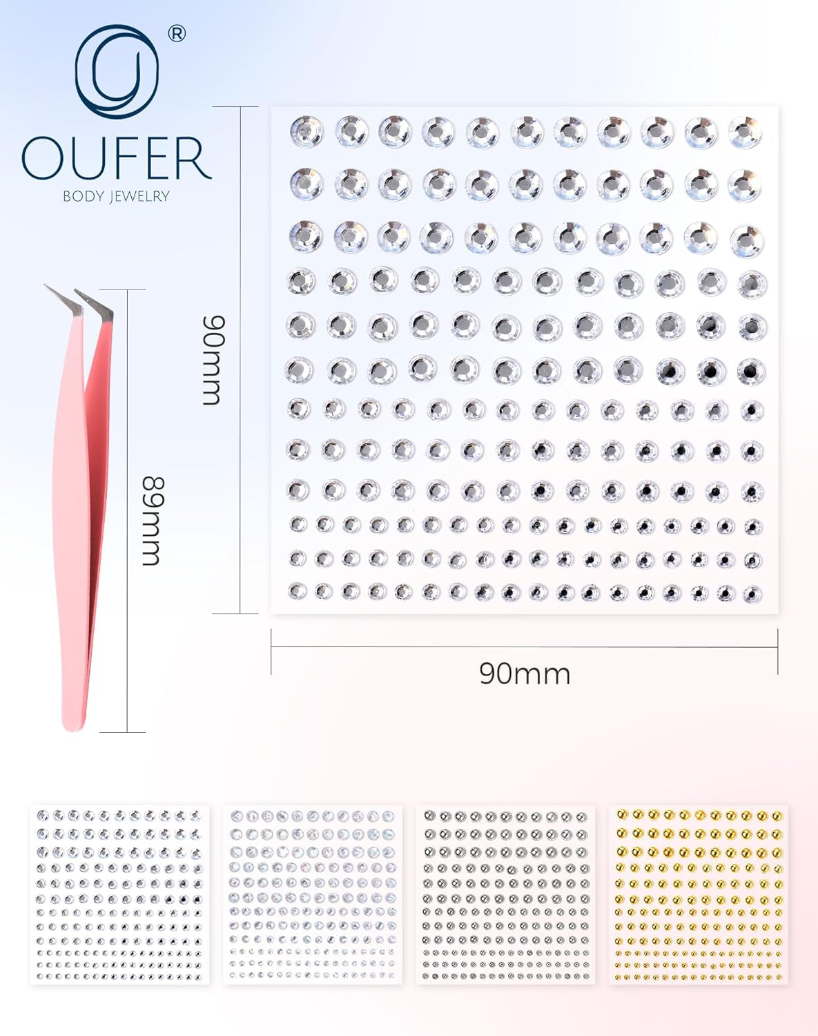 OUFER Stick on Acrylic Fake Piercings, Fake Lip Studs Eyebrow Piercing, Fake Face Piercing Nose Stud Non-Piercing Kit Piercing Balls Adhesive Face Jewelry