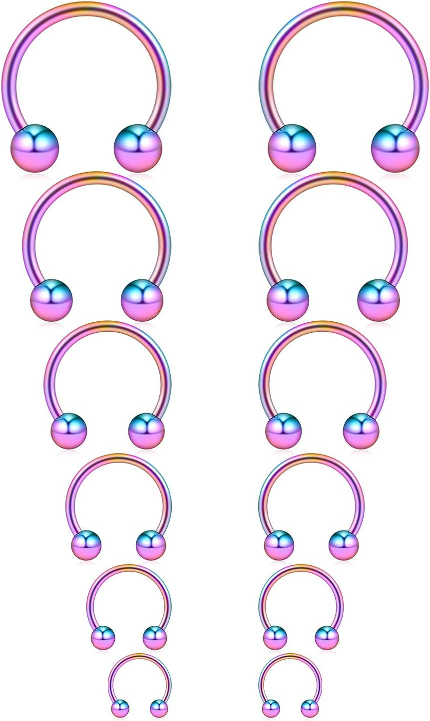 Ruifan 16G Surgical Steel CBR Nose Septum Horseshoe Earring Eyebrow Tongue Lip Nipple Helix Tragus Piercing Ring 6-16Mm
