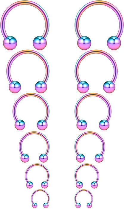 Ruifan 16G Surgical Steel CBR Nose Septum Horseshoe Earring Eyebrow Tongue Lip Nipple Helix Tragus Piercing Ring 6-16Mm