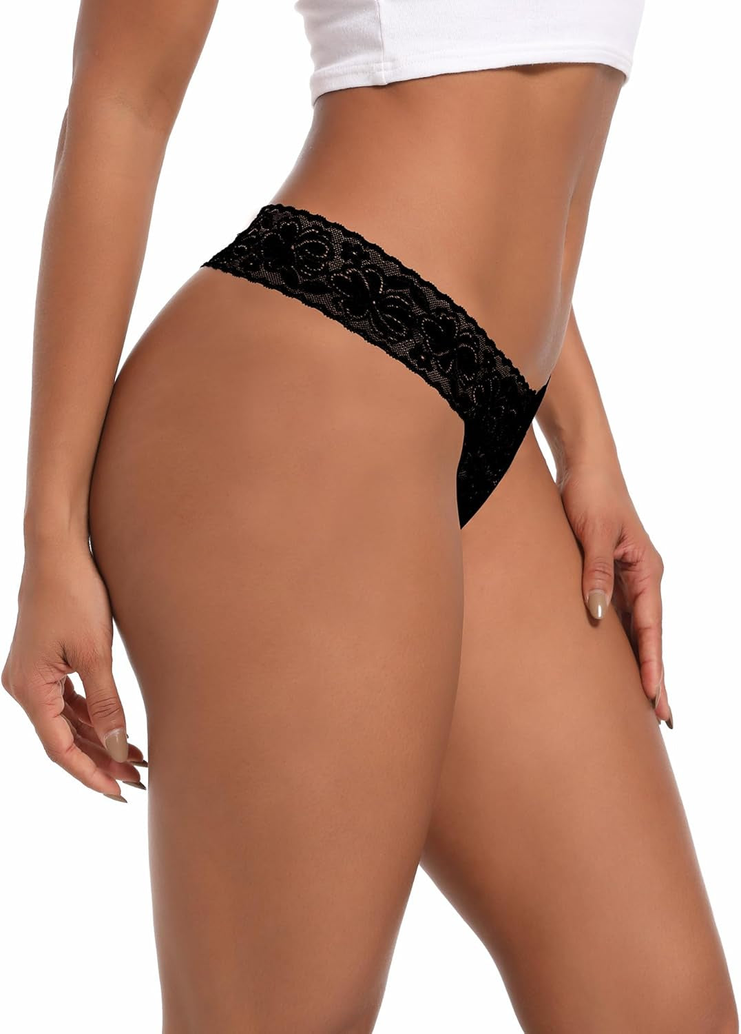 6-pack thongs assorted lace colors display bundle