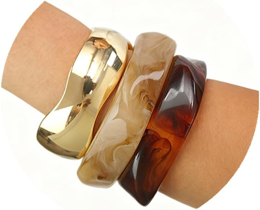 Chunky Acrylic Bangle Bracelets Set for Women Colorful Statement Resin Bangles Bracelets Trendy Jewelry