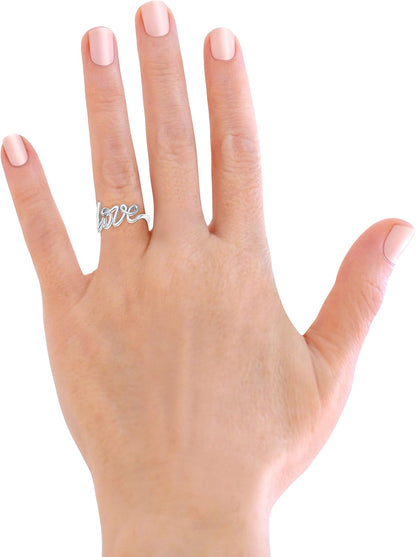 Savlano stackable ring with love inscription detail