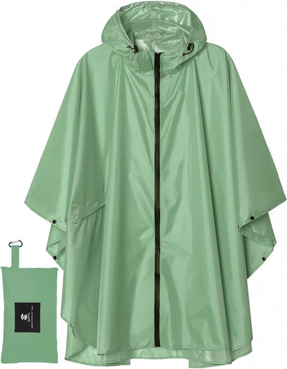 Saphirose Unisex Rain Poncho Waterproof Raincoat Hooded for Adults Women with Pockets