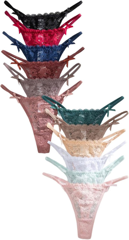 Low rise bow detail G-string thongs women's underwear