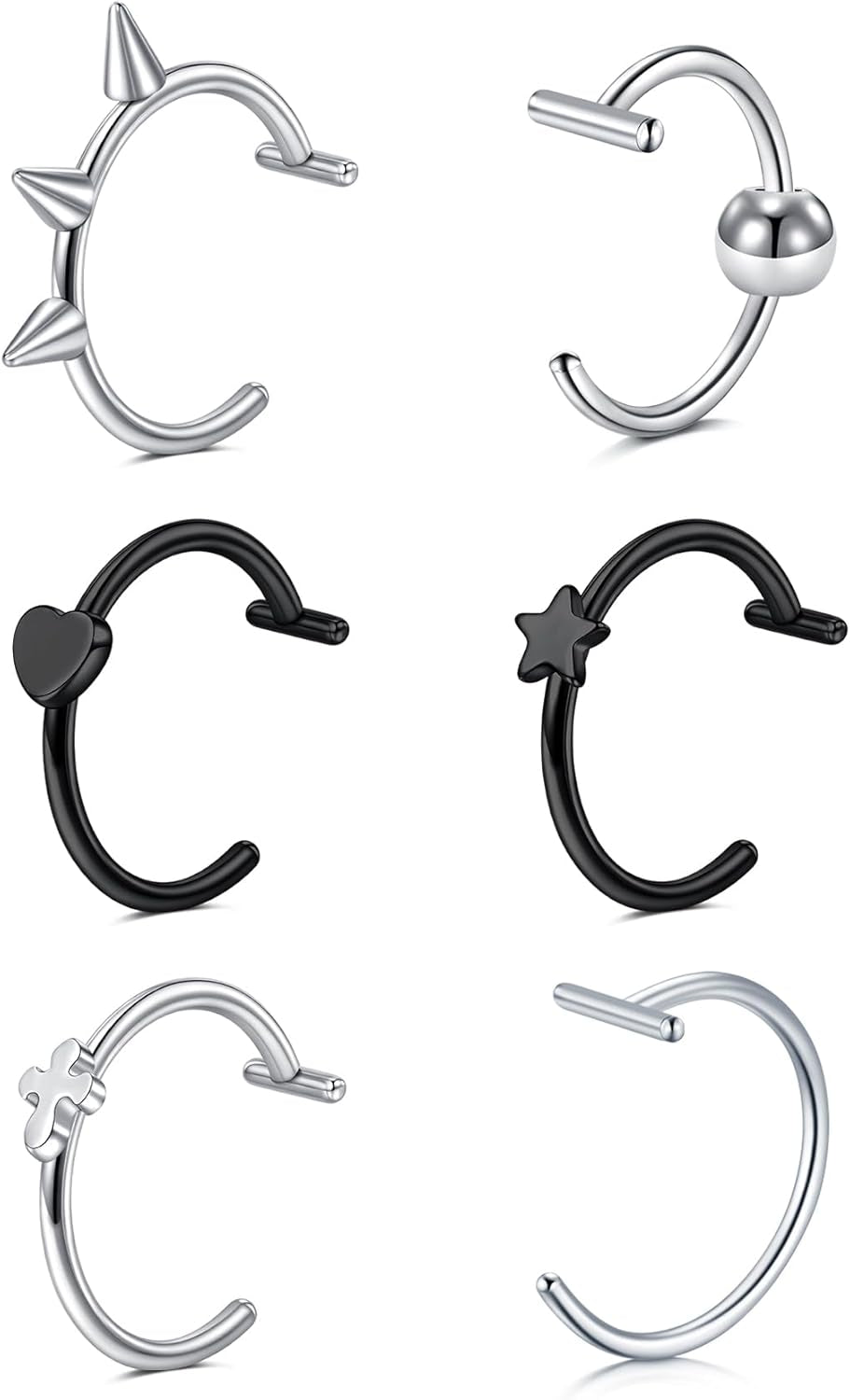 QWALIT Fake Lip Piercing Fake Lip Ring Fake Nose Ring Fake Snake Bites Fake Nose Piercing Faux Lip Rings Fake Snake Bite Piercing Clip Lip Ring Ear Cuff Earrings