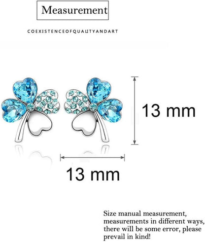 AILUOR Four Leaf Clovers Jewelry Set, Fashion Austrian Crystal Rhinestone Lucky Four Leaf Clover Necklace Bracelet or Earrings for Women Wedding Party Gift