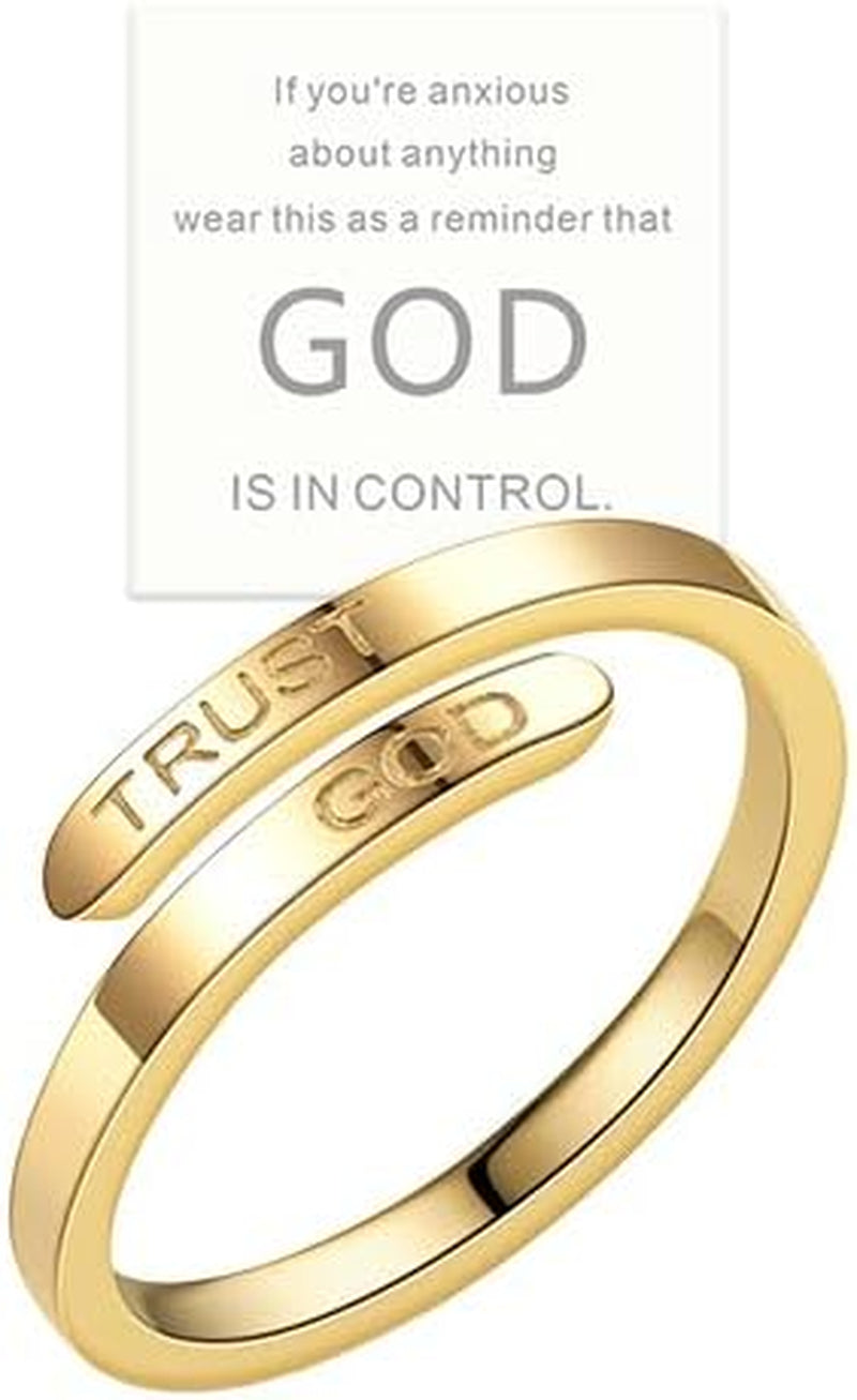 Silver trust god cross ring adjustable for women faith jewelry