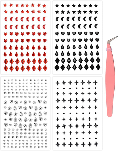 OUFER Stick on Acrylic Fake Piercings, Fake Lip Studs Eyebrow Piercing, Fake Face Piercing Nose Stud Non-Piercing Kit Piercing Balls Adhesive Face Jewelry