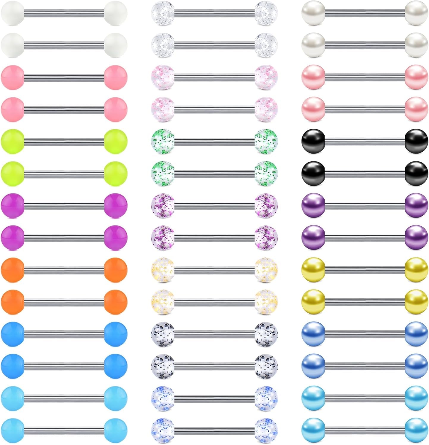 VCMART 12Mm-18Mm 14G Tongue Rings Nipple Straight Barbells Surgical Steel Body Piercing Jewelry