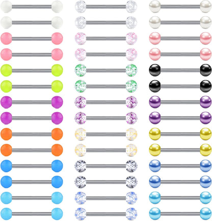 VCMART 12Mm-18Mm 14G Tongue Rings Nipple Straight Barbells Surgical Steel Body Piercing Jewelry