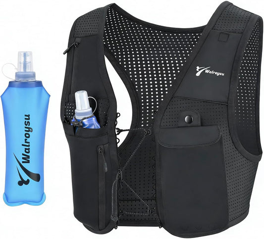 Lightweight women's running vest in grey with 500ml soft water flask