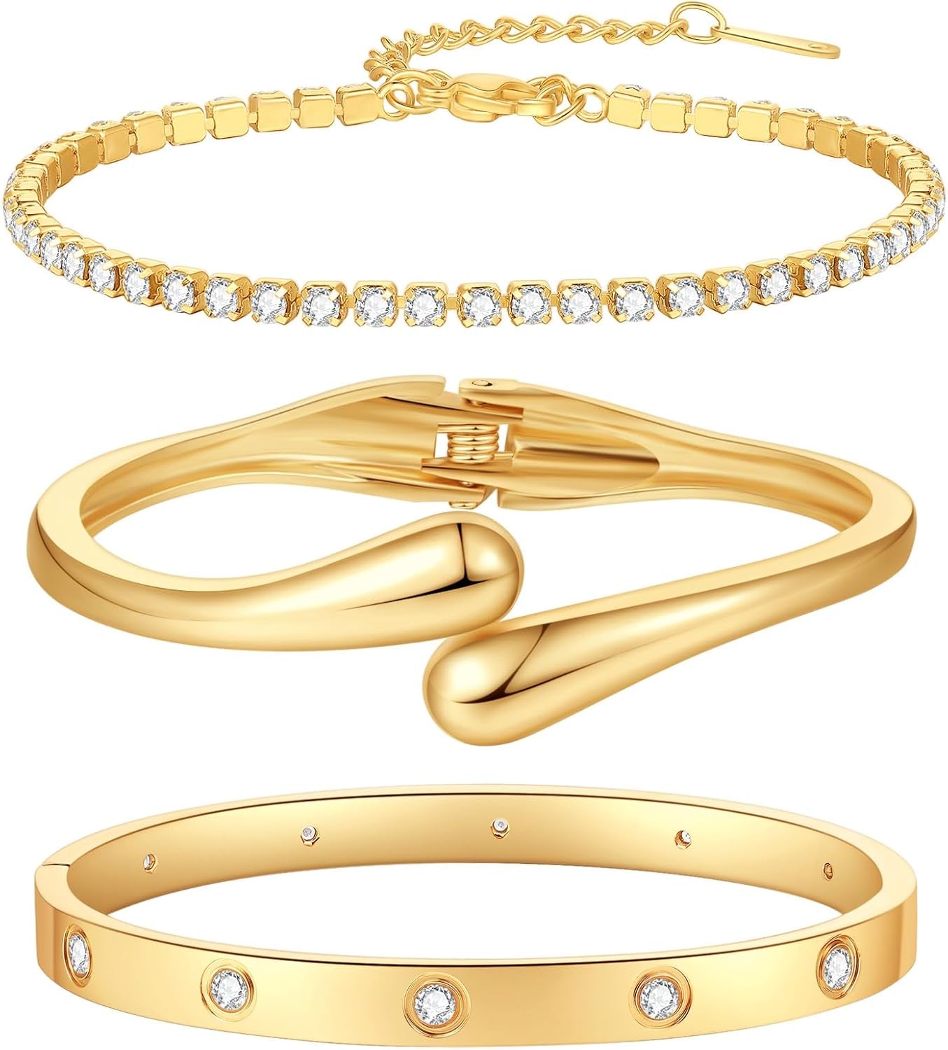 Non-tarnish stainless steel gold plated bracelets collection