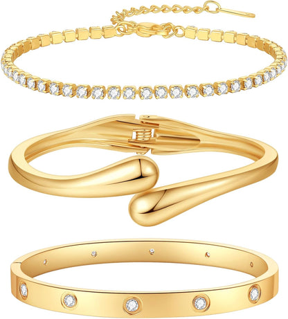 Non-tarnish stainless steel gold plated bracelets collection