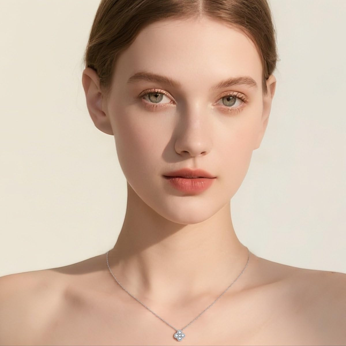 SLUYNZ Solid 925 Sterling Silver Small Clover Choker Necklace for Women Teens CZ Clover Pendant Necklace