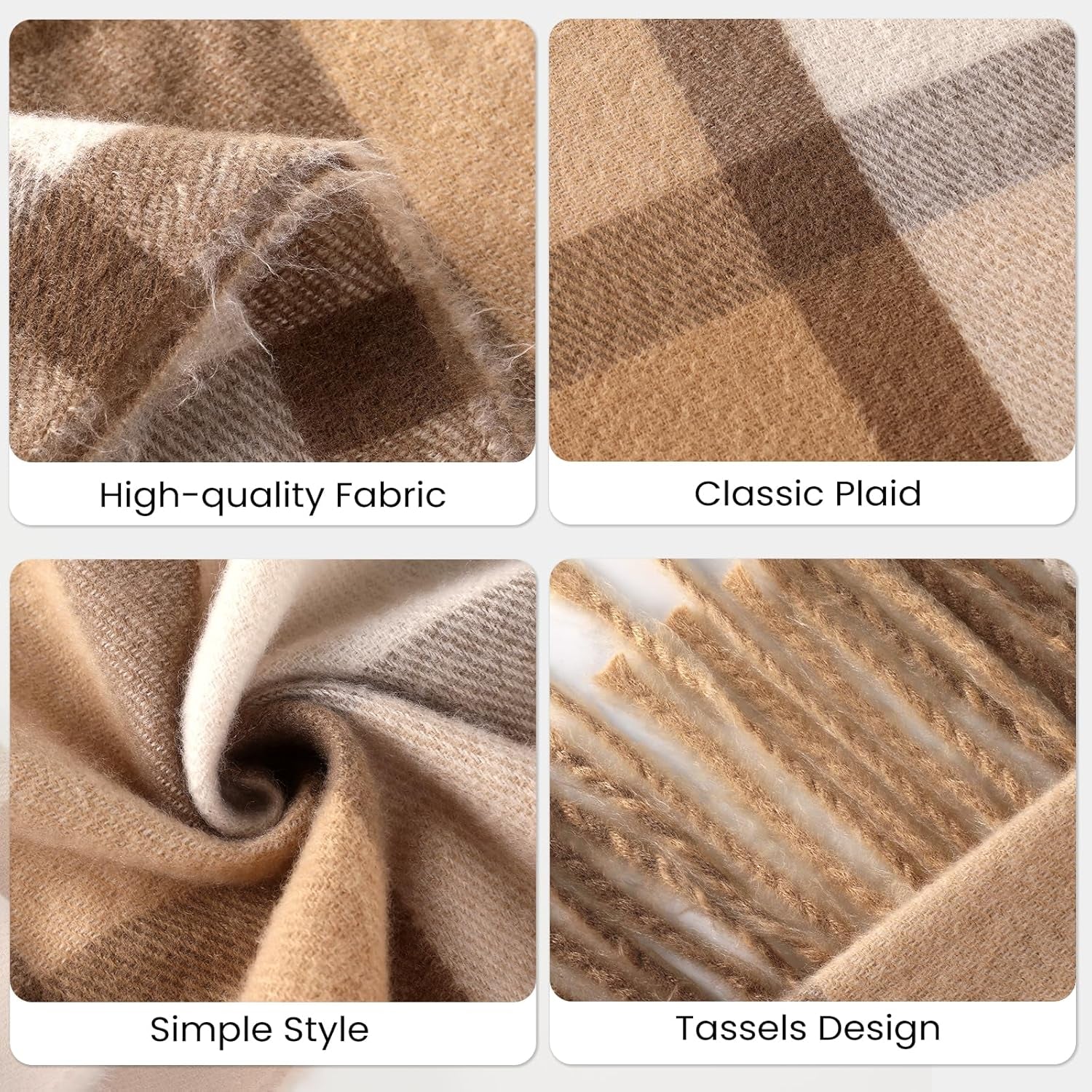 Trifabricy Winter Scarfs for Women, Long Blanket Scarf, Cashmere Feel Plaid Scarf, Winter Pashmina Shawls and Wraps