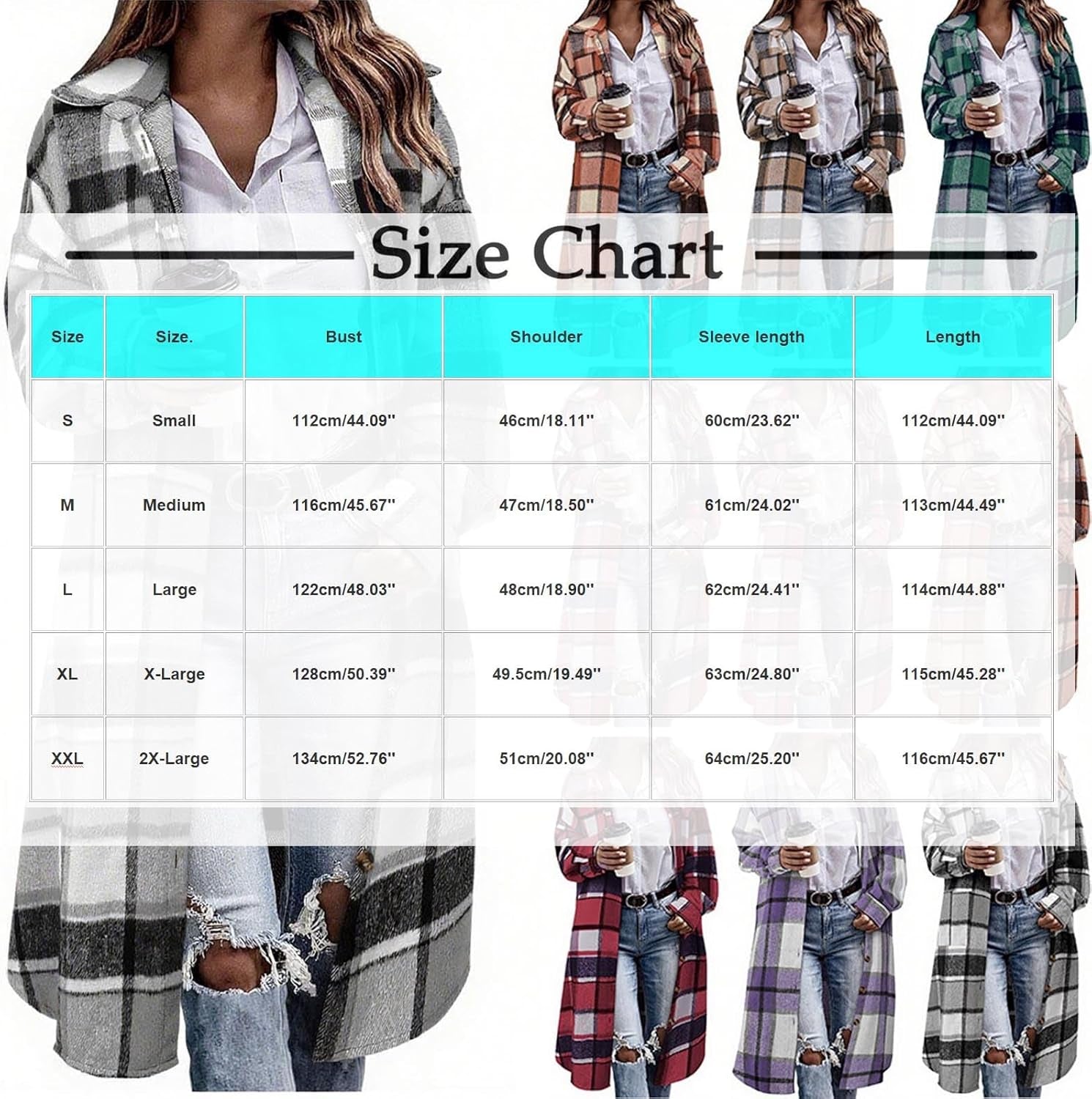 Close-up of button-down front and chest pockets on shacket