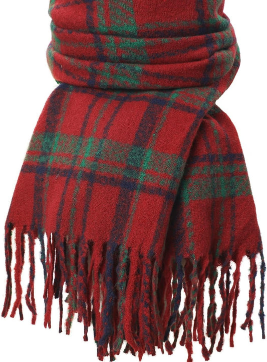 Tavaleu Winter Scarf for Women, Cashmere Feel Scarf Blanket Plaid Scarfs, Shawls Wraps Womens Scarves Fall Warm Tassel Shawls