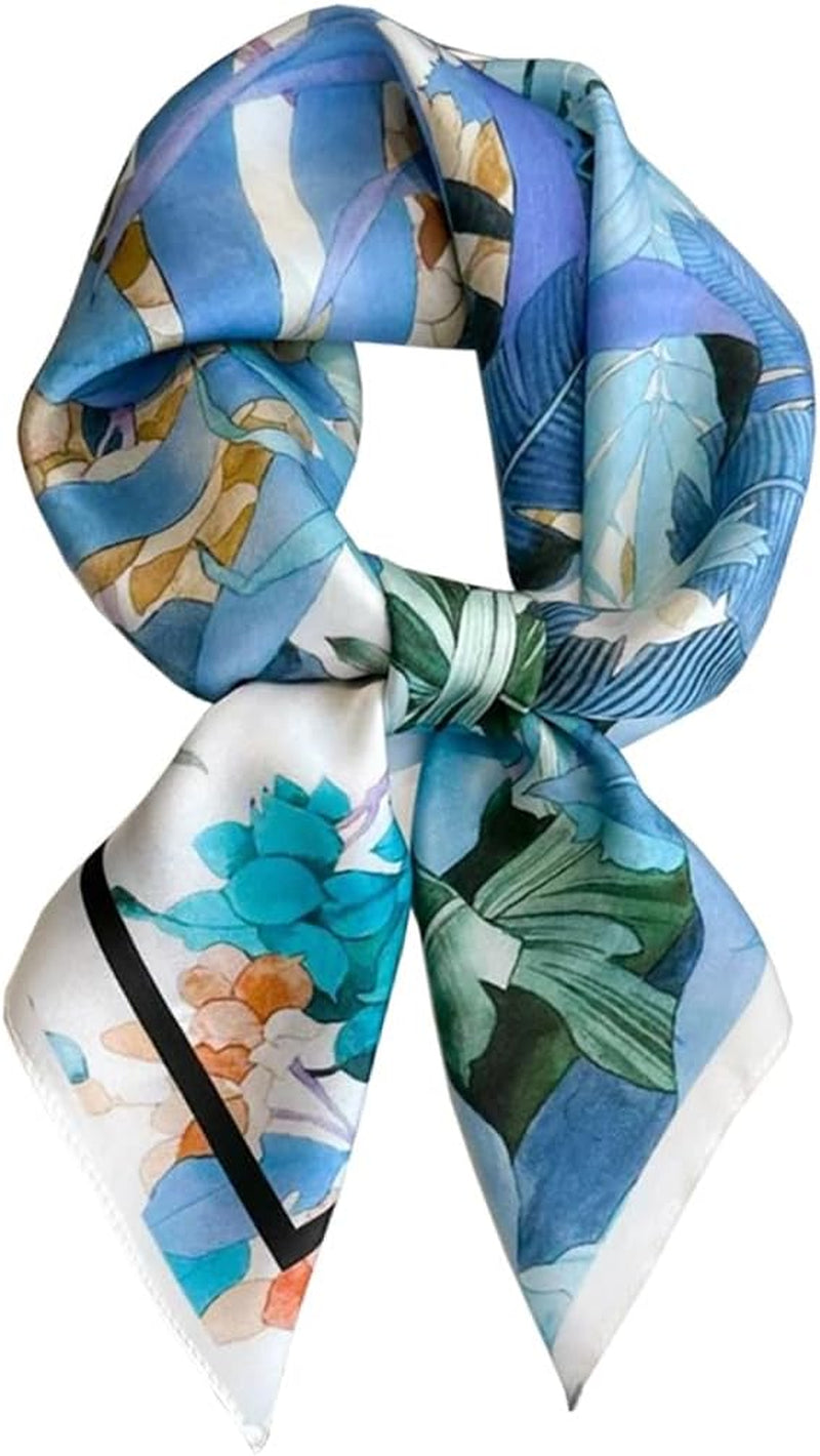 ANDANTINO 100% Mulberry Silk Square Scarf for Hair-25.6" X25.6'' Women Men Natural Silk Neckerchief Digital Printed Headscarf