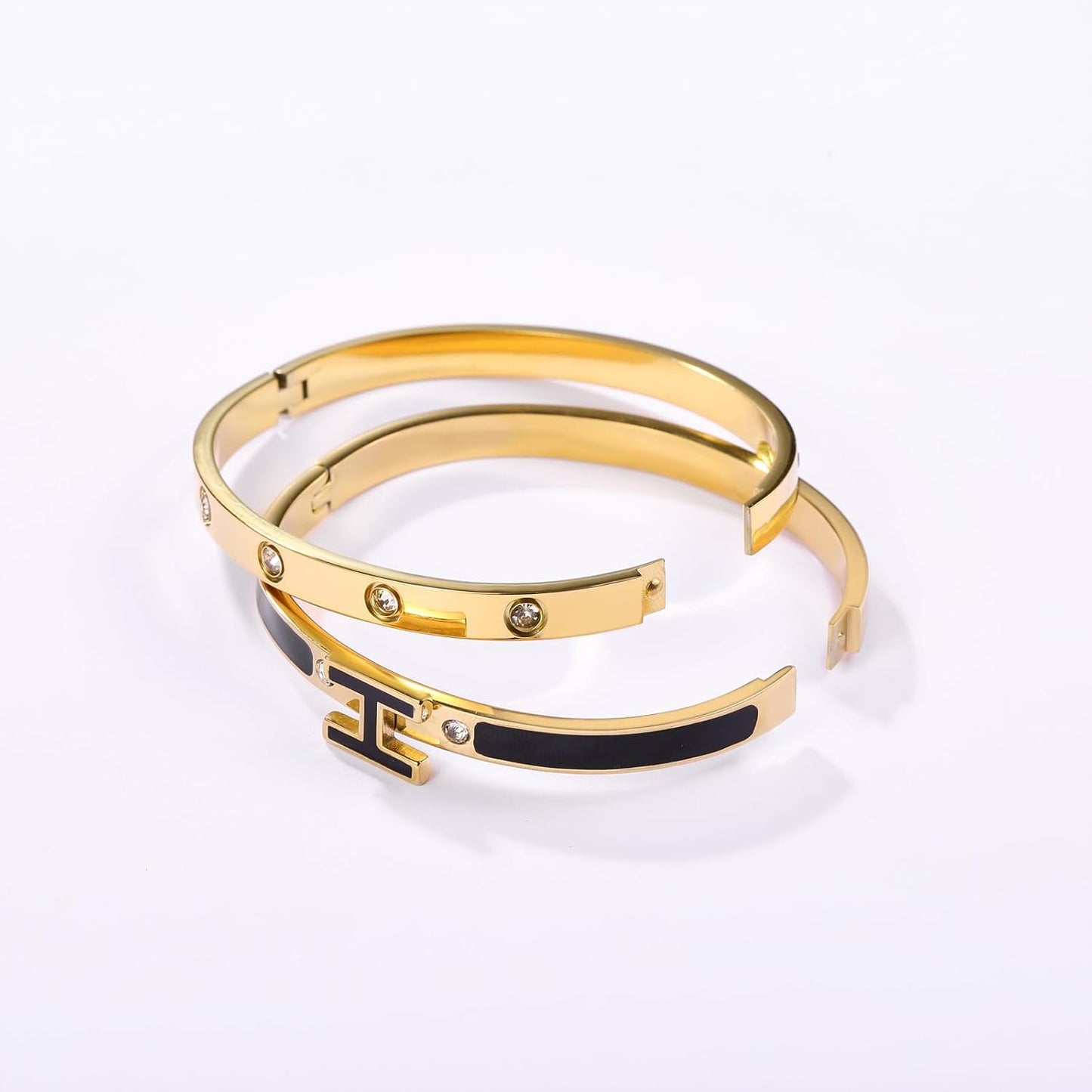Love text engraved gold bangle bracelet from trendy collection