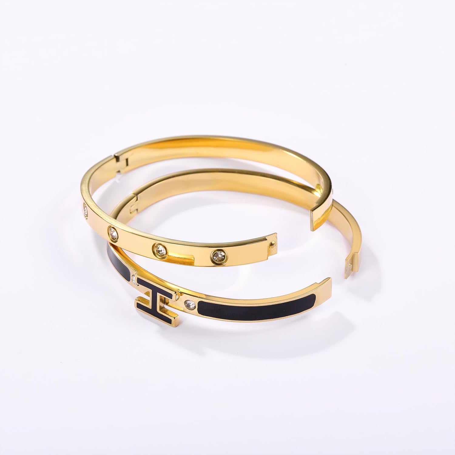 Love text engraved gold bangle bracelet from trendy collection