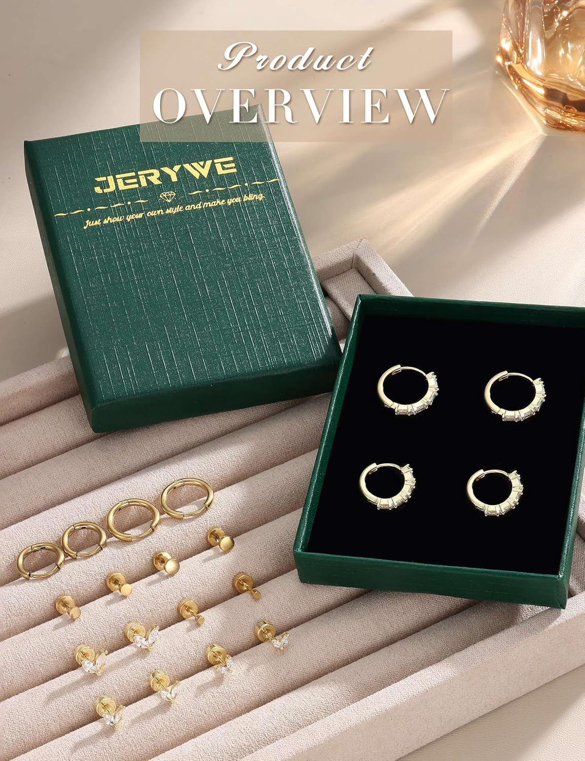 Jerywe Surgical Steel Flat Back Earrings Hypoallergenic 14K Gold Plated Cartilage Earrings for Women Trendy Small Hoop Stud Earring Stacks Flatback Stud Earring Set Helix Conch Tragus Piercing Jewelry