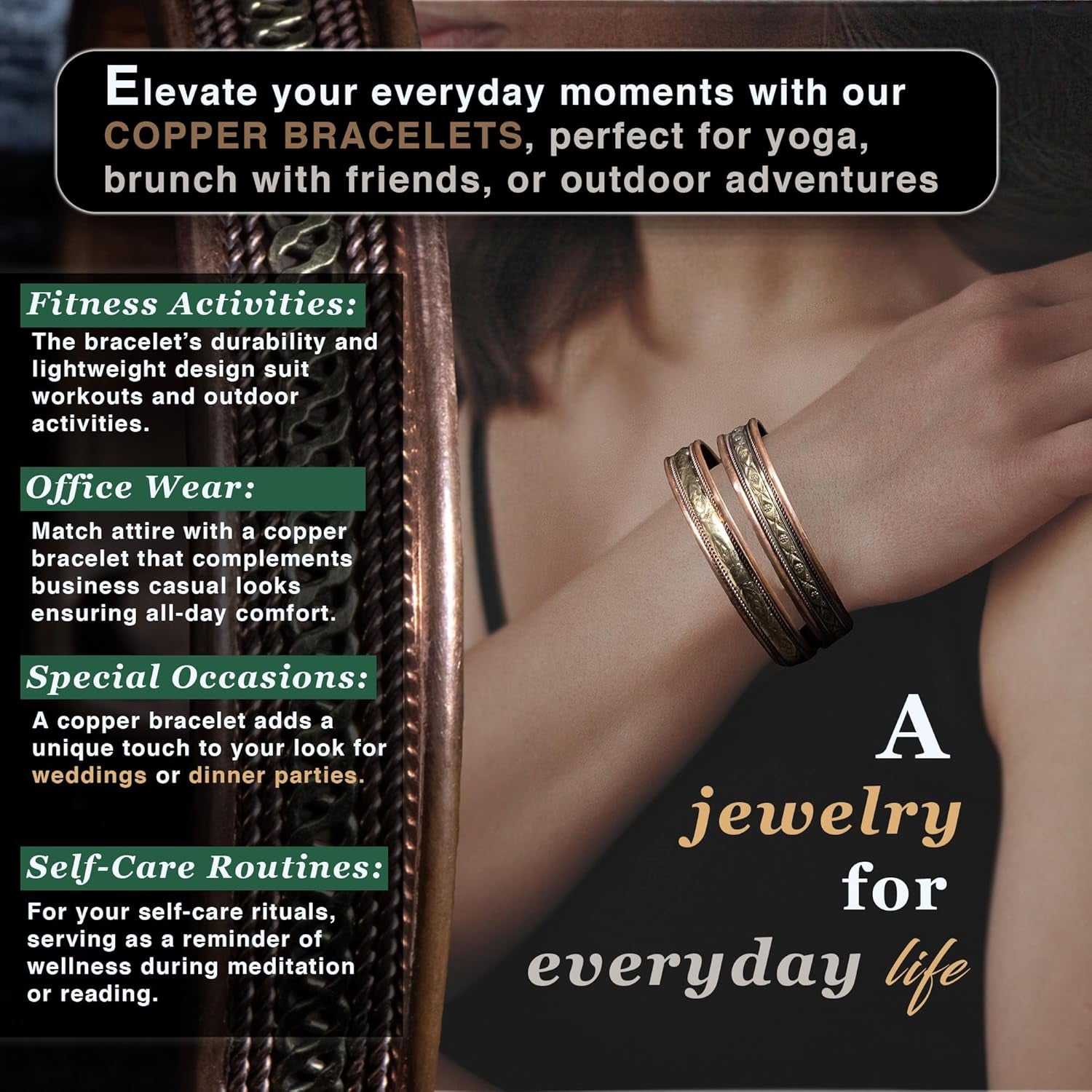 Cosynee Premium Tibetan Copper Unisex Bracelets Set of 4 – 99.99% Pure Copper Cuff Bangles for Men & Women, Adjustable, Ultra Strength, Solid High Gauge Metal – Vintage Style with Gift Pouch