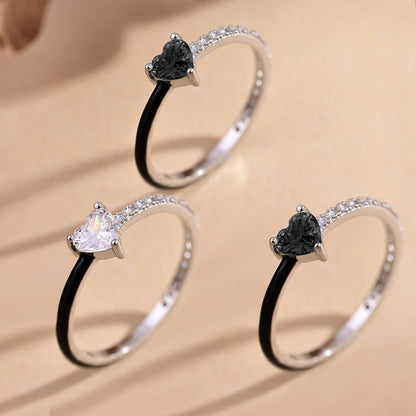 Love Me until I'M Me Again Black Heart-Cut Half Enamel Ring, Black Heart Self-Love Ring, Jewelry Birthday Gifts for Women, Daughter, Wife, Friends