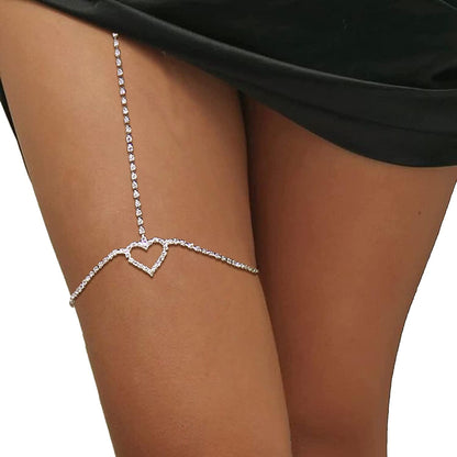 Silver Crystal Leg Chain Rhinestone Waist Chain Belly Jewelry for Women Party