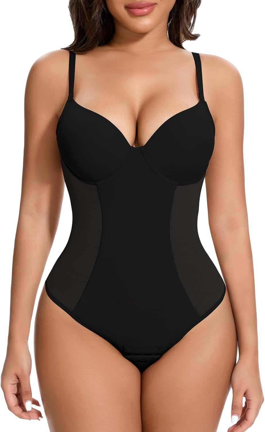 Seamless shapewear bodysuit thong back detail