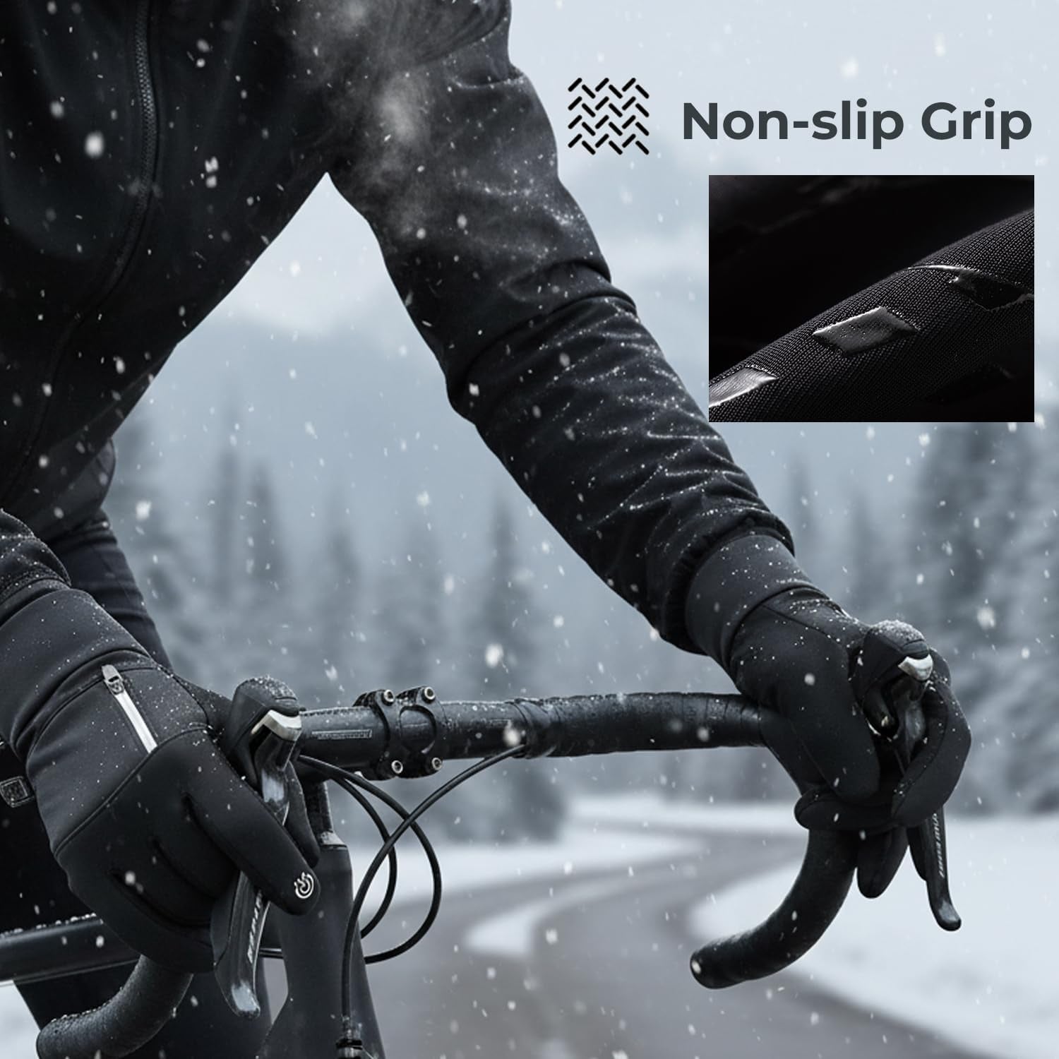 Winter fingerless sports gloves with zippered pocket detail