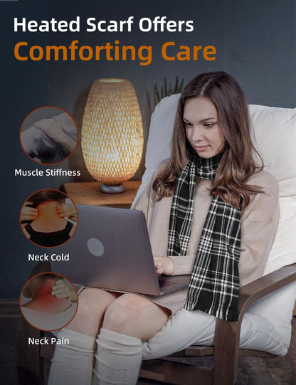 Heated Scarf for Women and Men with Portable Rechargeable Battery, Electric Neck Scarf for Cold Weather Winter