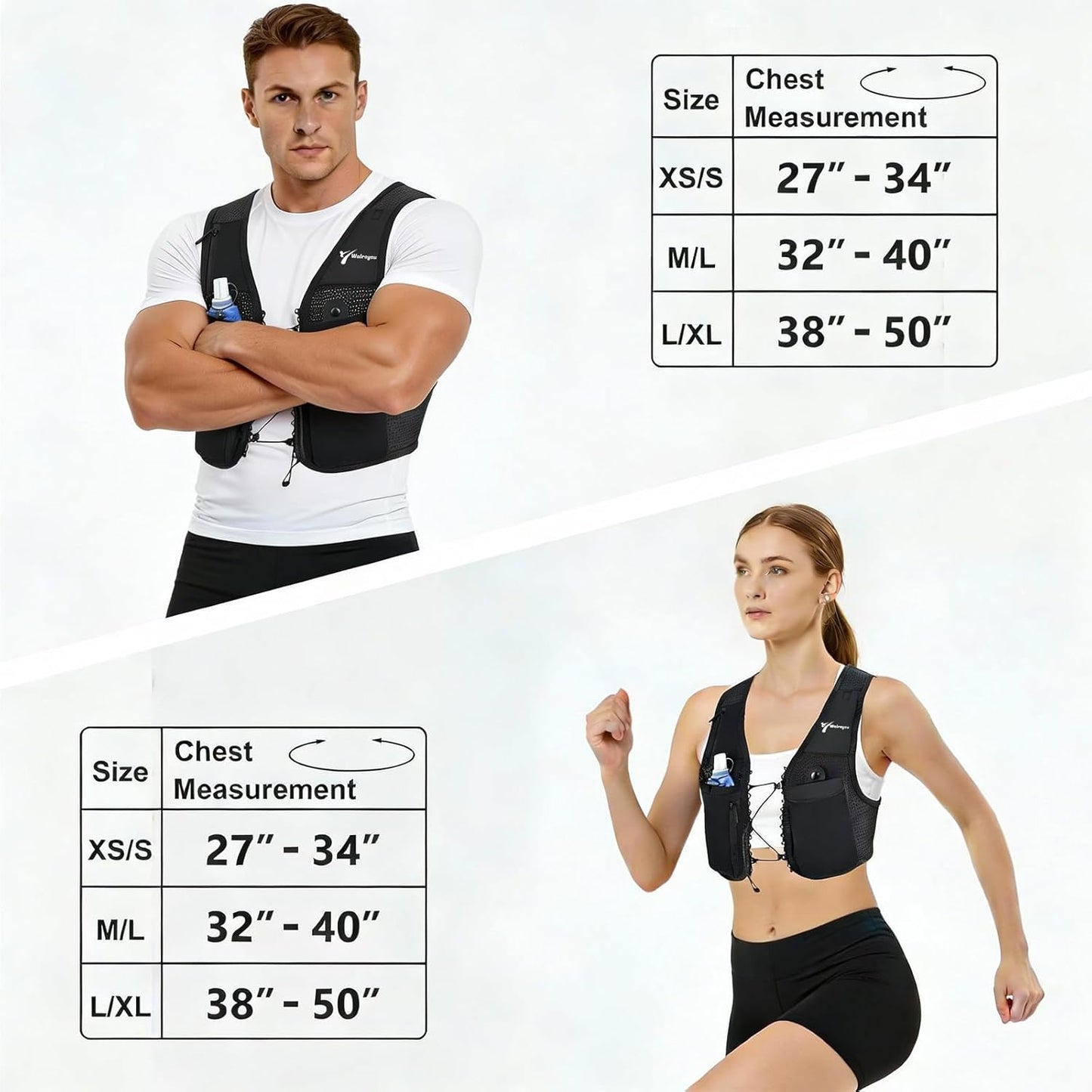 Close-up of hydration flask storage pocket on women's fitness vest