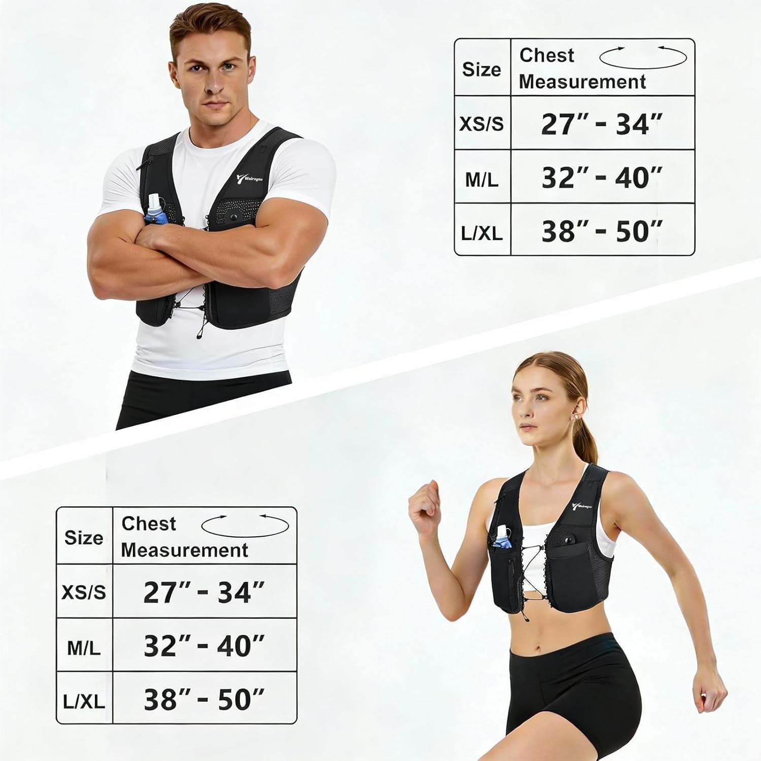 Close-up of hydration flask storage pocket on women's fitness vest