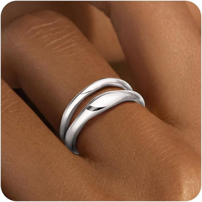 Stackable Gold Rings for Women Non Tarnish, Dainty 14K Gold Plated Chunky Stacking Rings Trendy Statement Pinky Thumb Rings Engagement Eternity Wedding Band Ring Stacking Gold Jewelry Size 4 5 6 7 8 9 10 11