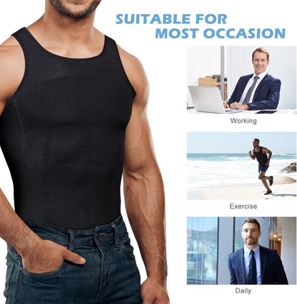 Men's slimming body shaper vest fabric detail showing breathable compression material