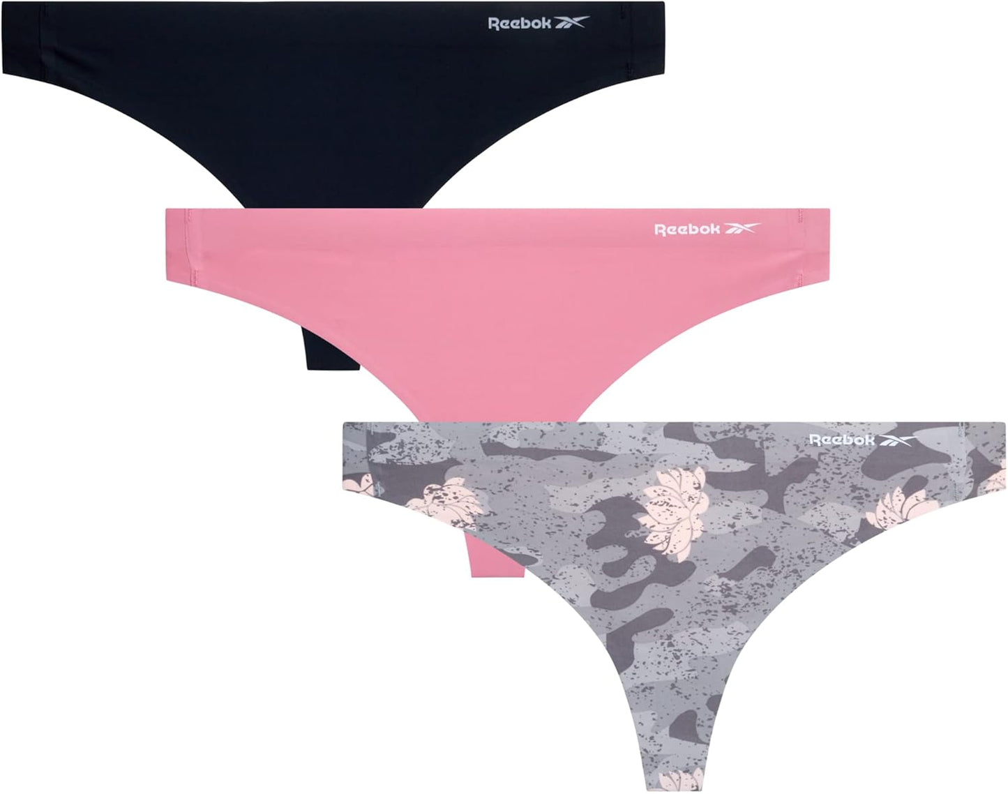 3-pack women's seamless thongs folded and stacked