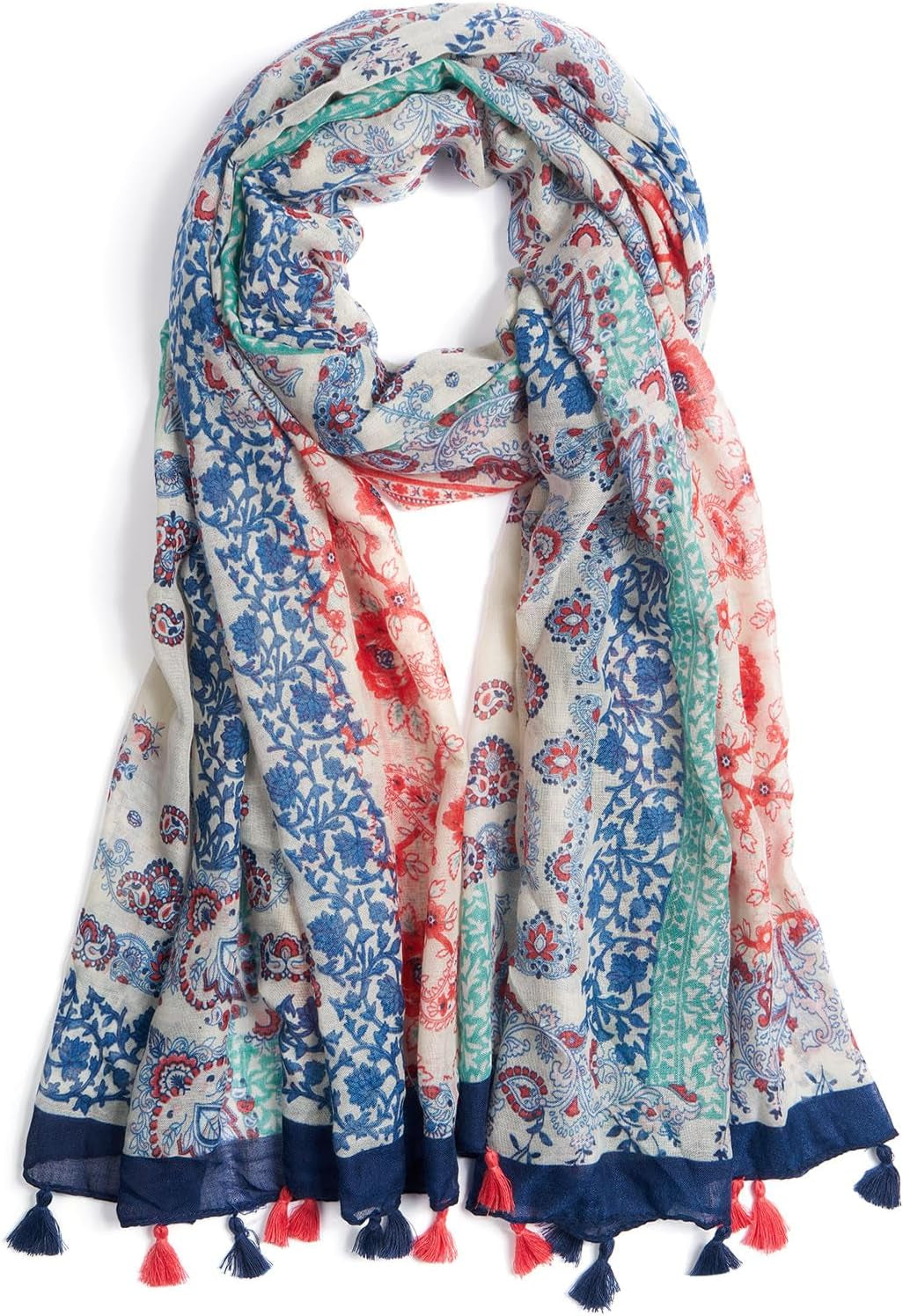 Scarf for Women Lightweight Soft Floral Leopard Printed Scarves Fall Winter Fashion Shawl Wrap with Fringe