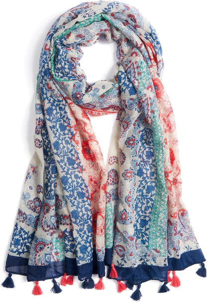 Scarf for Women Lightweight Soft Floral Leopard Printed Scarves Fall Winter Fashion Shawl Wrap with Fringe